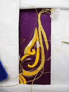 Laid work Venetian Mask in Advanced Goldwork, laid work