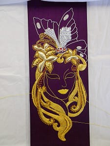 Starting cutwork Venetian Mask in Advanced Goldwork - cutwork