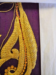 Cutwork finished Cutwork with Bright check and Rough purl