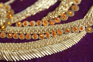 Cutwork and laid work with spangles Cutwork and laid work with spangles