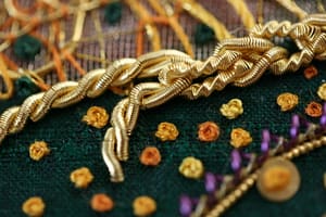 Detail of Lion Woman: French knots and purls