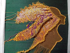 Adding details to the mane in Creative Goldwork