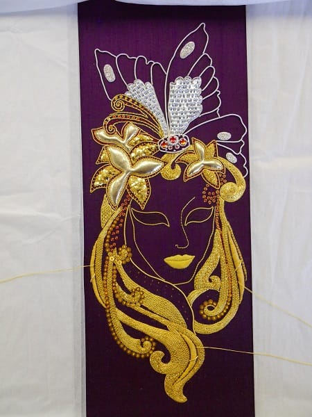 Venetian Mask in Advanced Goldwork - cutwork