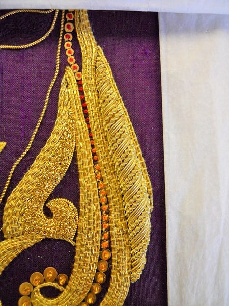 Cutwork with Bright check and Rough purl