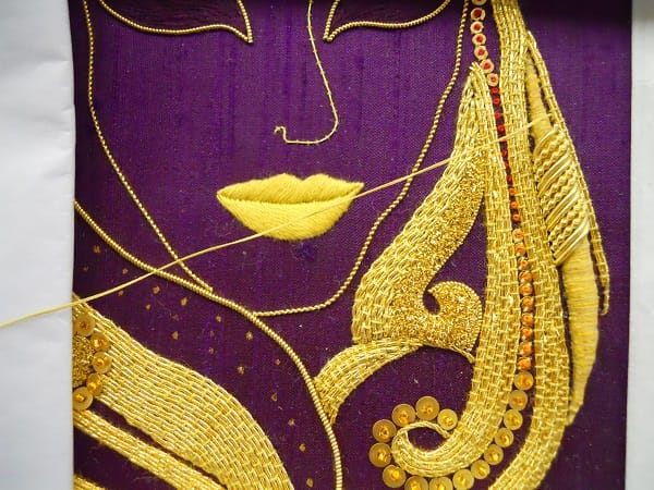 Cutwork with Bright check and Rough purl