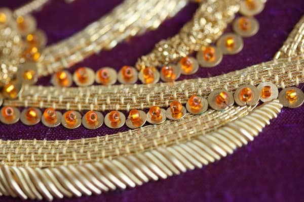 Cutwork and laid work with spangles